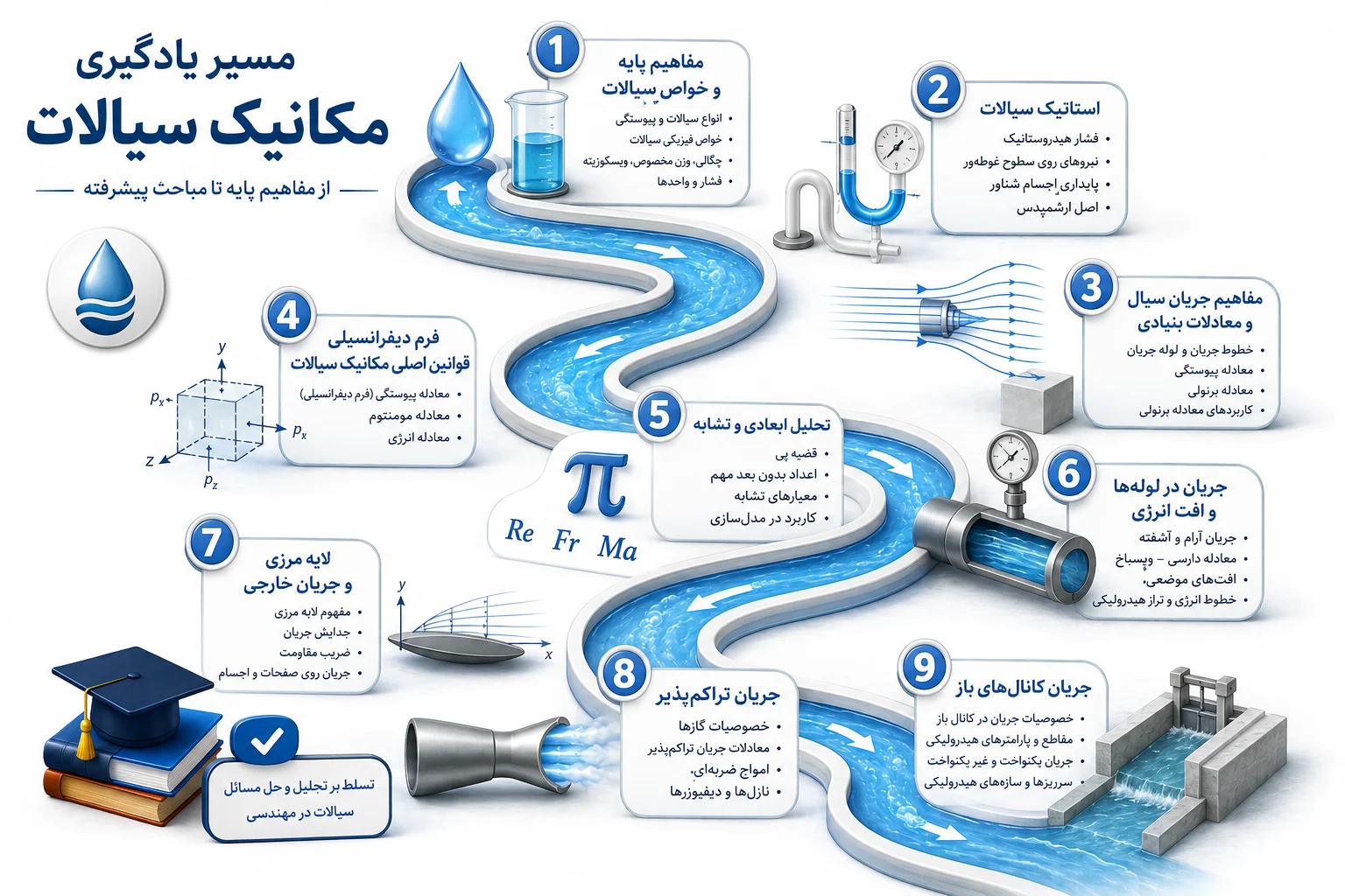 مسیر یادگیری مکانیک سیالات