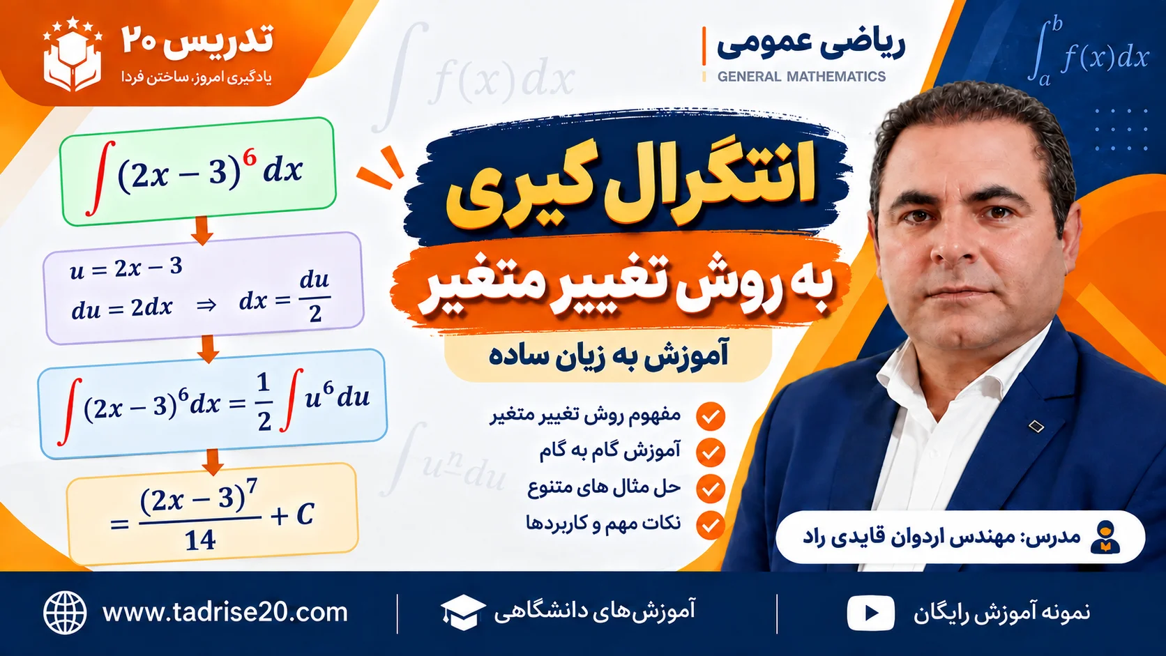 انتگرال‌گیری به روش تغییر متغیر