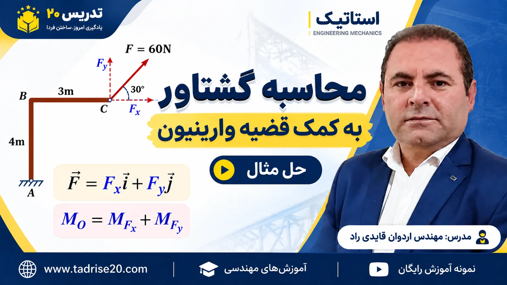 محاسبه گشتاور به کمک قضیه وارینیون